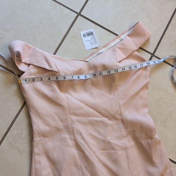 NWT Dessy Collection Off-Shoulder Light Pink Maxi Dress 3012 Cross Back Size 10 - Picture 4 of 15